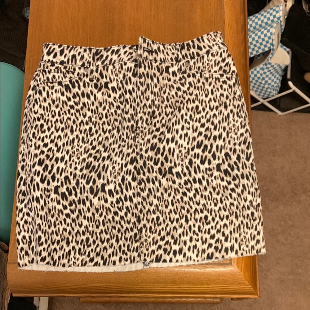 Tinseltown Cream and Brown Mini Pencil Skirt